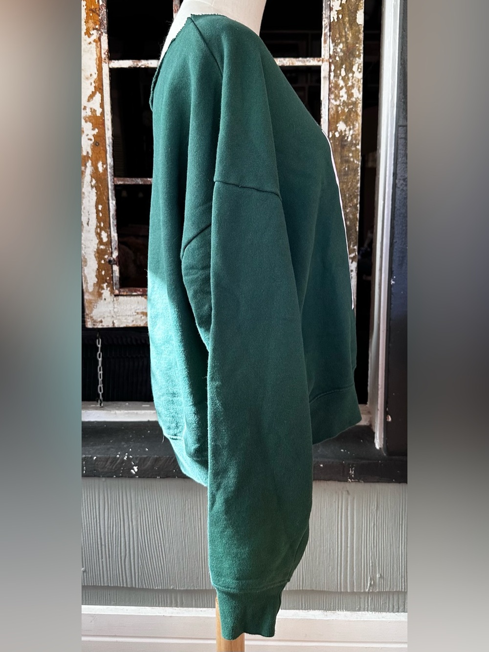 Maeve x Jordan Nickson Happy Hour Sweatshirt Anthropologie Off Shoulder Green - Picture 3 of 6